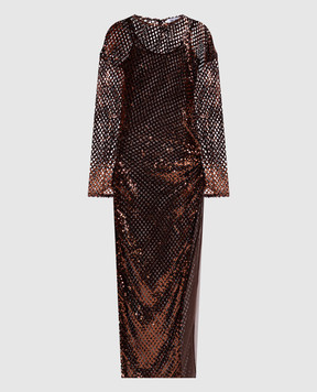 The Attico Brown openwork dress with sequins 251WCW00244PLL009AA
