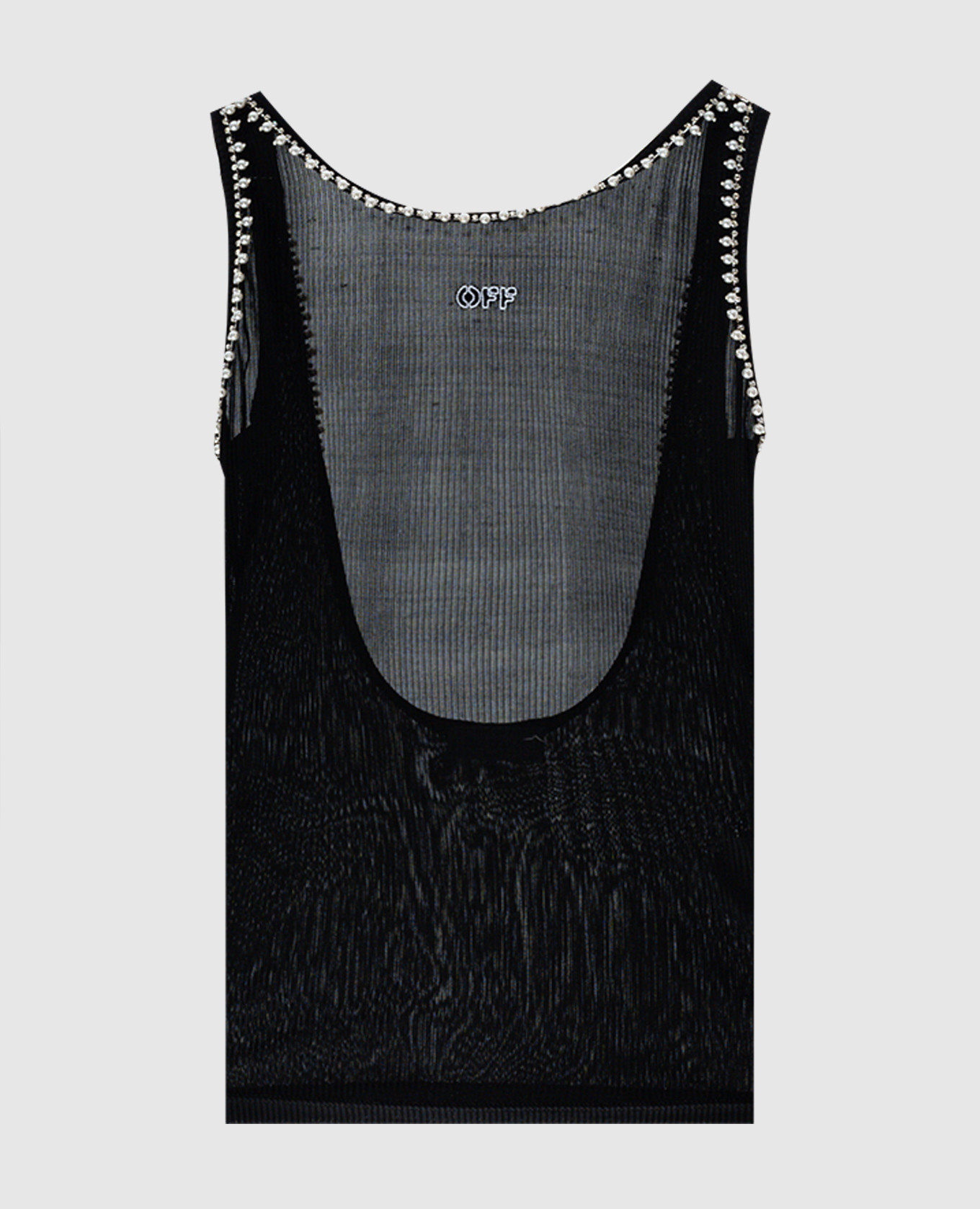 

Black crystal and beaded open back top Off-White