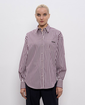 Brunello Cucinelli Striped shirt with monil chain MP601NB206