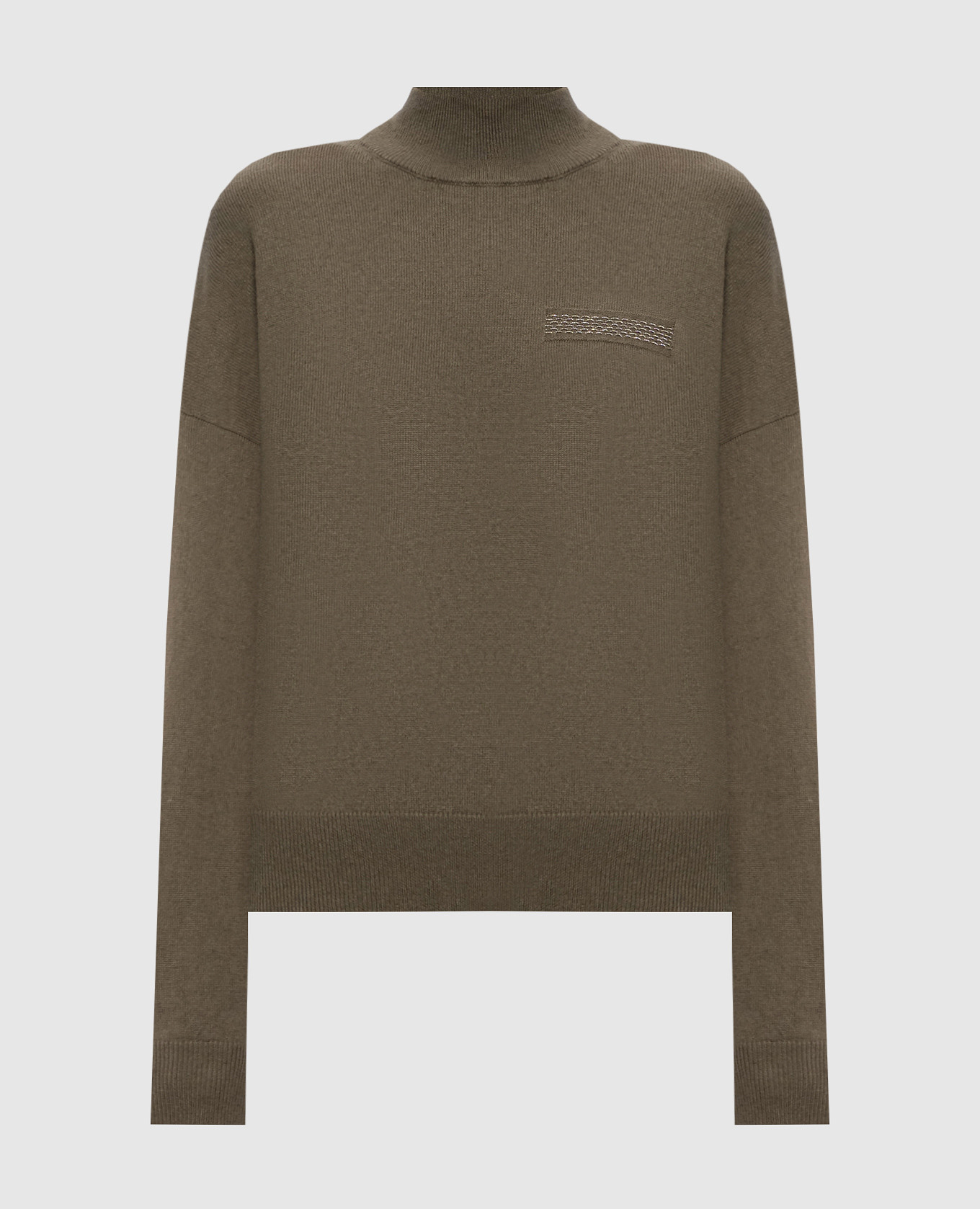 Green wool, silk and cashmere sweater with monil chain Peserico