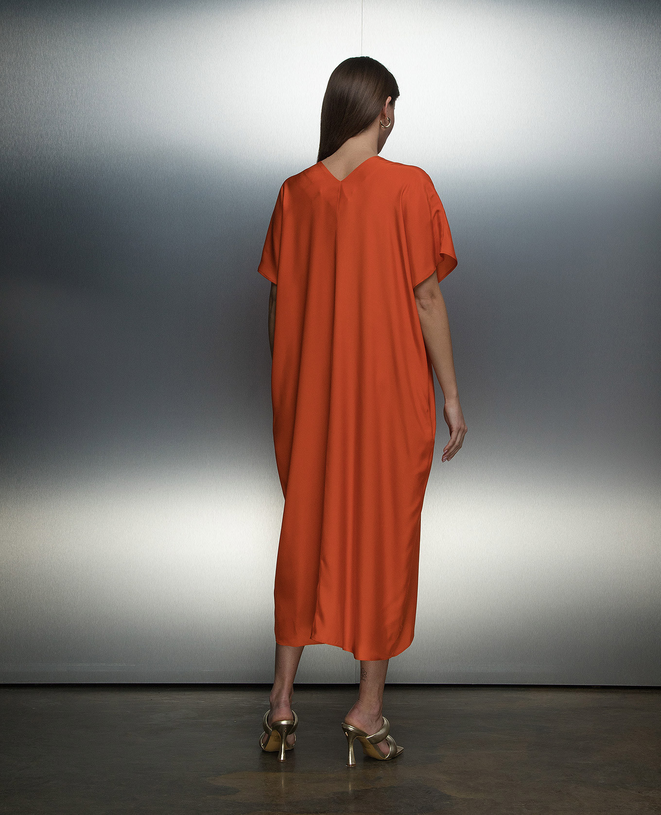 

SIMETO orange silk dress with belt Simonetta Ravizza