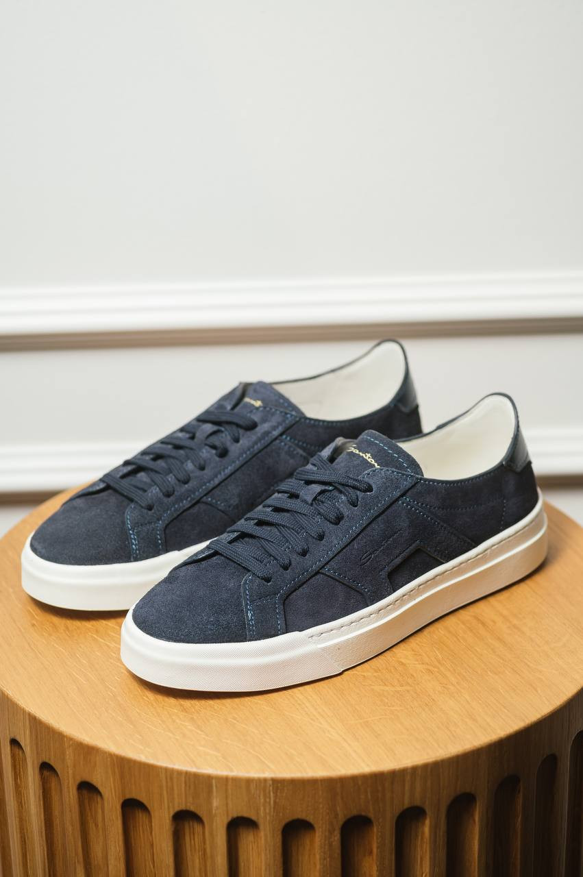 

Blue suede sneakers with logo Santoni