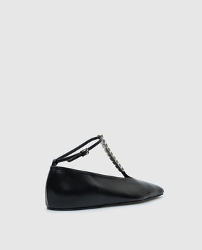 Jil Sander Black leather ballet flats with crystals J15WZ0021P4864