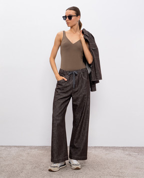 Brunello Cucinelli Brown top with monil chain M0T18BA702