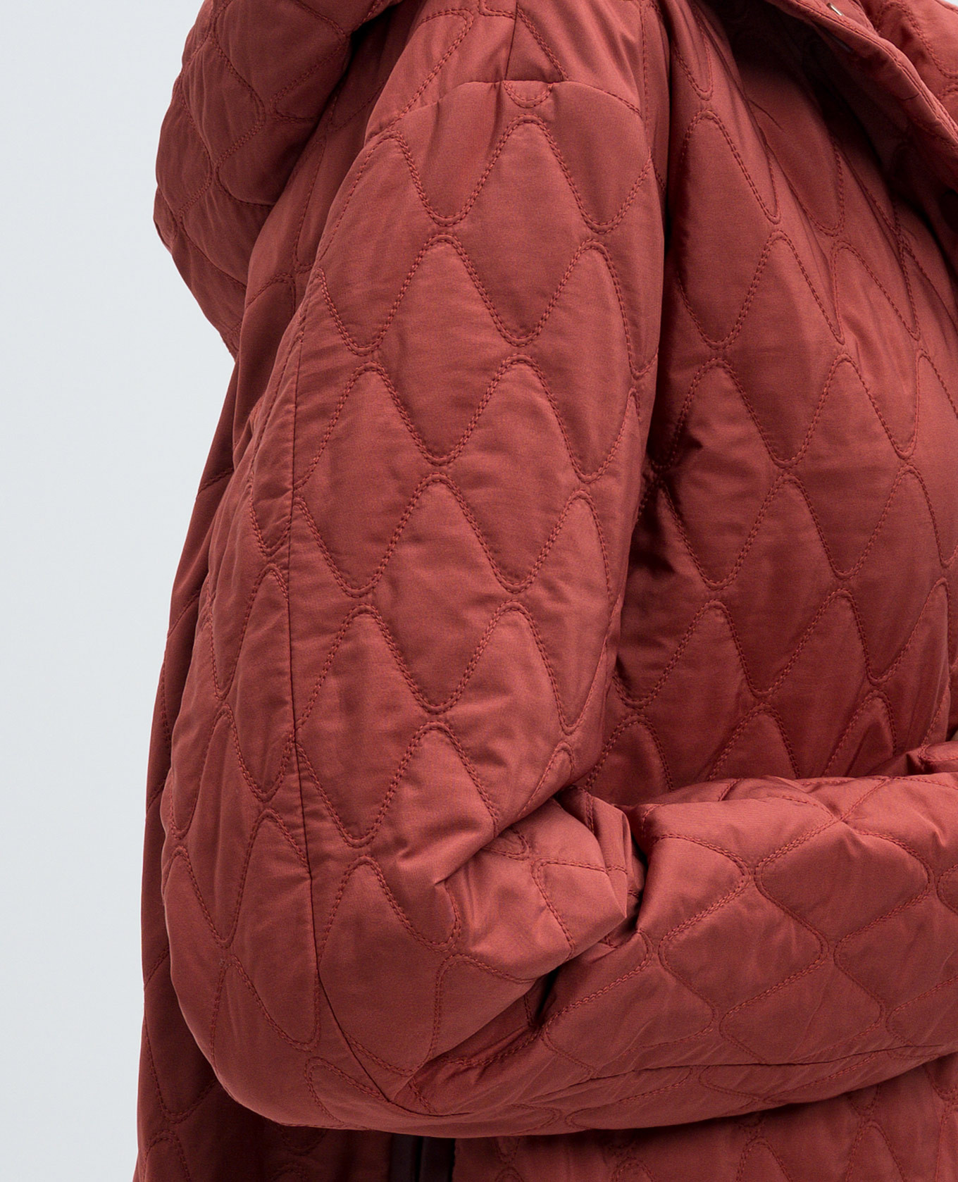Burgundy quilted jacket with leather inserts and metal logo Agnona 5
