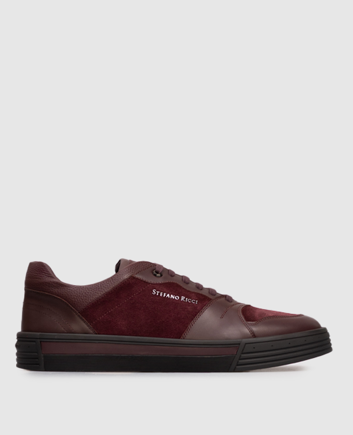 Burgundy leather sneakers with logo Stefano Ricci