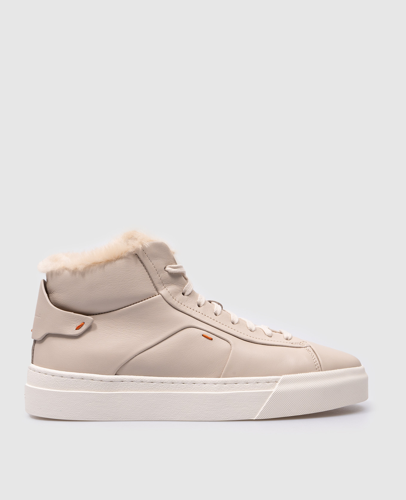 

Beige leather high-tops with fur Santoni