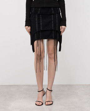 Helmut Lang Black mini skirt with lace-up detail P02HW301