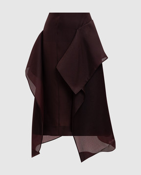 Khaite Nina burgundy silk midi skirt 41563002
