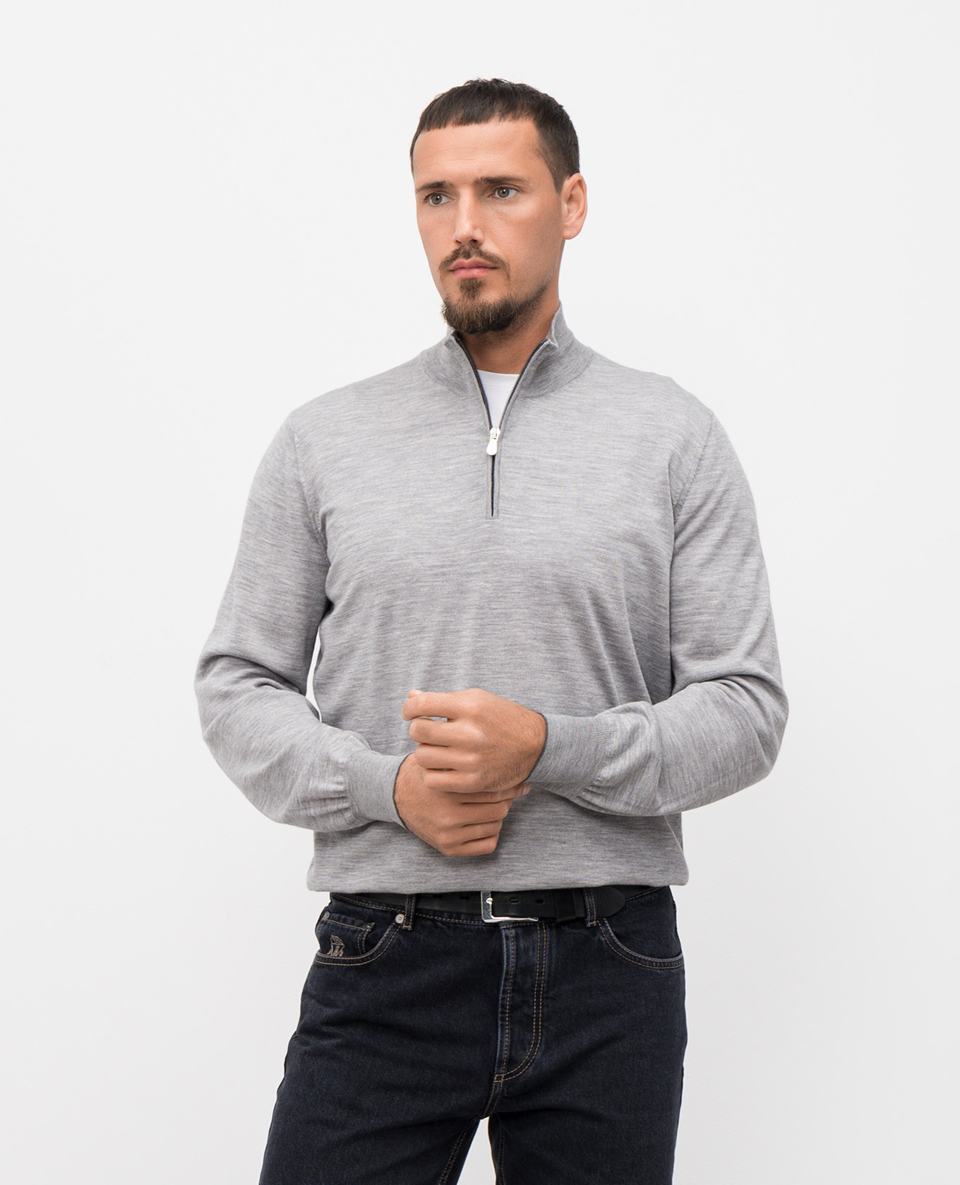 

Grey melange wool and cashmere jumper Brunello Cucinelli