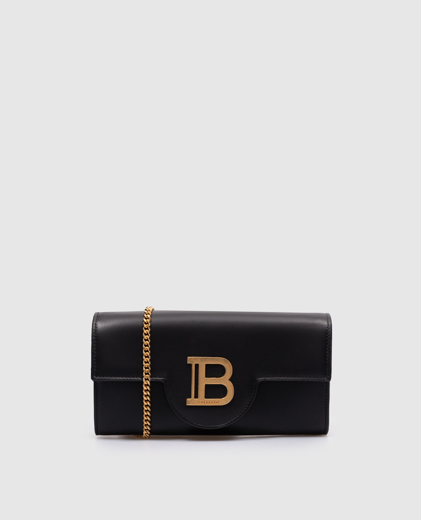 B-BUZZ logo clutch in black leather