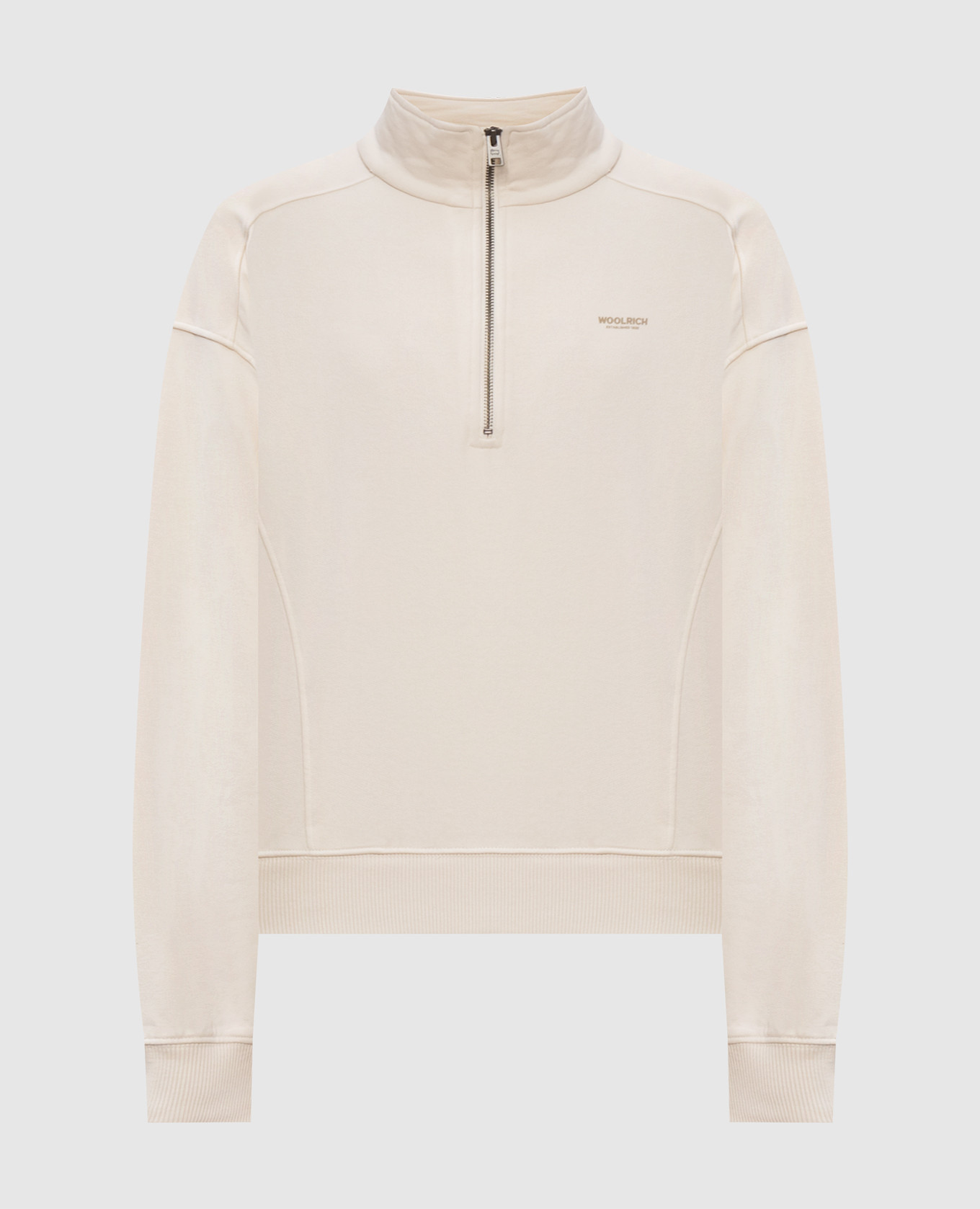 Beige insulated sweatshirt with zipper Woolrich