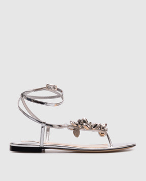 Mach&Mach Puffy Heart Silver Patent Leather Sandals S089705SPE