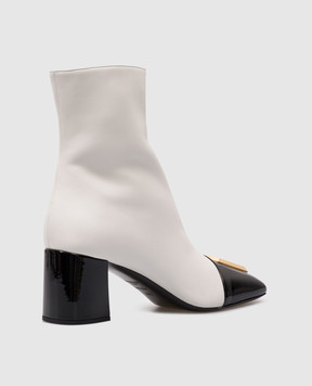 Balmain Edna ankle boots in white with textured PB logo DN1TE036LNPV