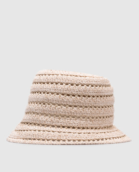 Peserico Beige openwork panama hat with sequins E36199C0CC556