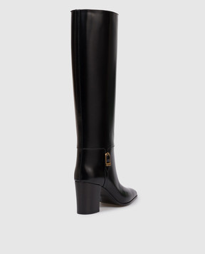 Saint Laurent Black leather glossy boots JULIA 818207AAEHR