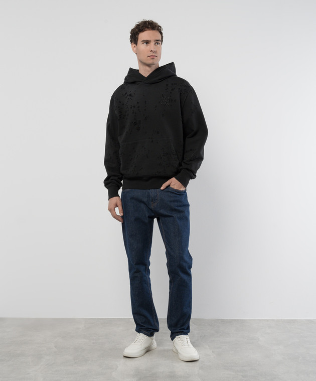 AMIRI ロゴ ダメージ加工 パーカーSHOTGUN HOODIE AMJYHD1041 MA LOGO SHOTGUN ZIP HOODIE - Faded Black | AMIRI
