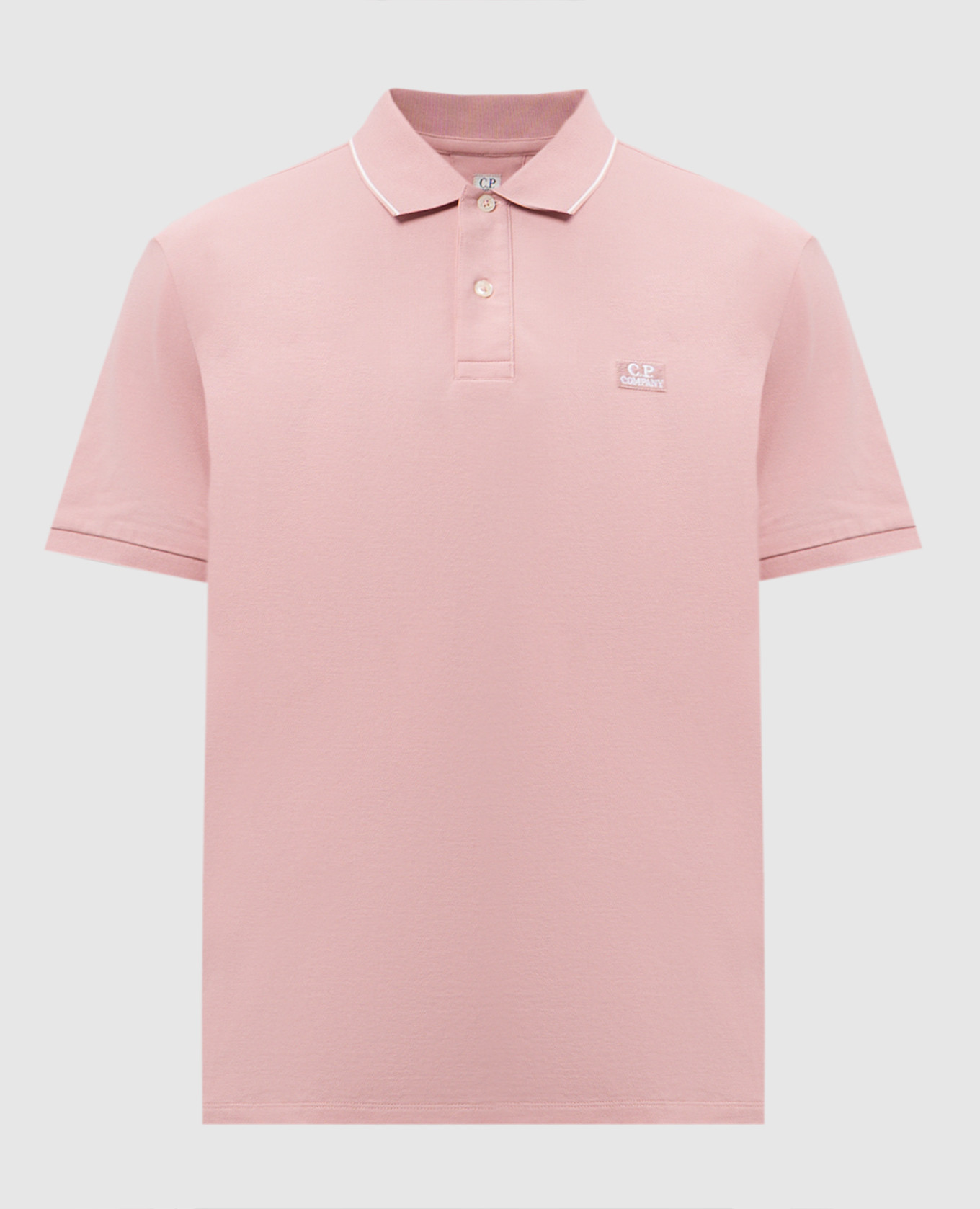 Pink polo shirt with logo patch C.P. Company