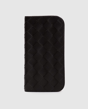 Bottega Veneta Black Intrecciato Leather Case Iphone 16 Pro Foglio 838801V2HL0