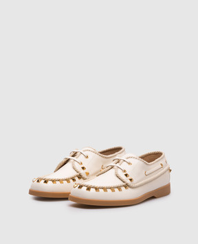 Valentino Beige Rockstud leather topsiders 6W2S0LR5TKZ
