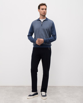 Doriani Cashmere Blue polo shirt made of wool, silk and cashmere in a pattern 18119ZEJ18ZIP79