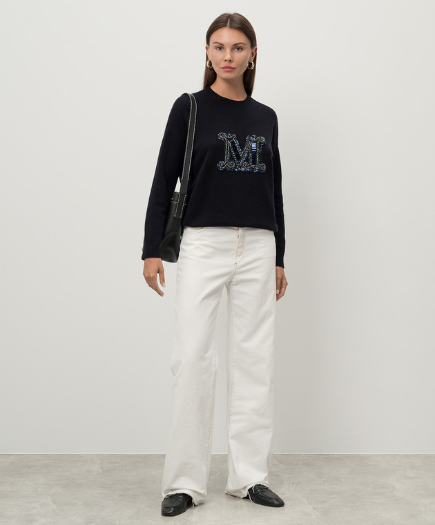 Max Mara/Vicolo ウールカシミヤニット (ウルトラマリン/M) Max Mara - Blue VICOLO wool and cashmere sweater with crystal and