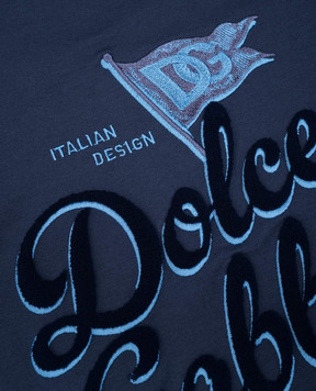 Dolce&Gabbana Children's blue T-shirt with logo L4JTHVG7OJ146
