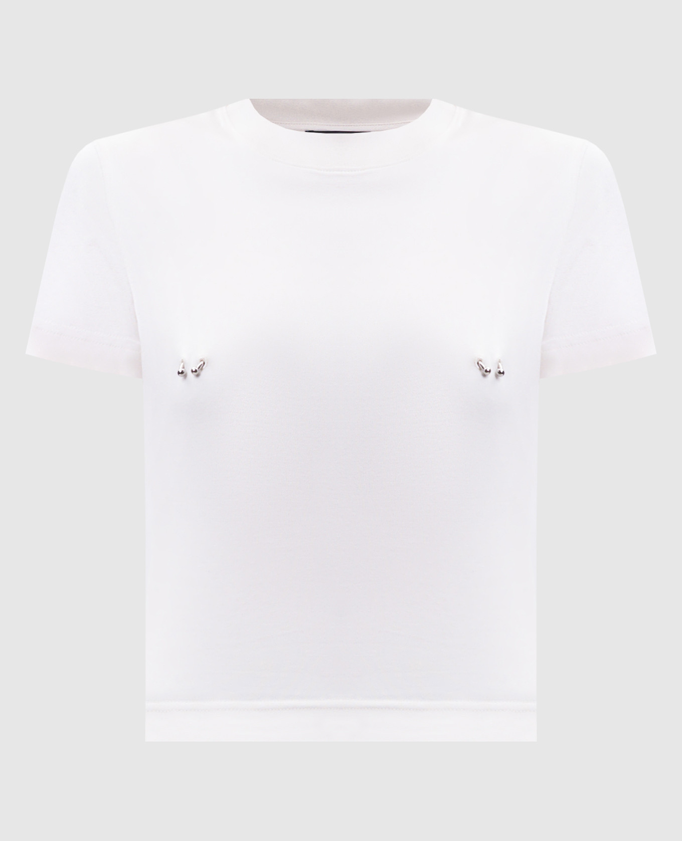 Beige cropped t-shirt with piercing Thierry Mugler