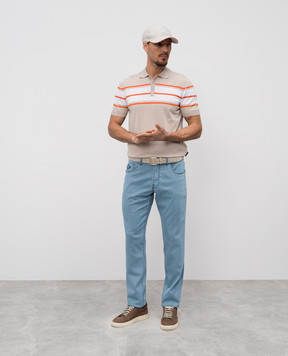 MooRER Beige ACAYA polo shirt with stripes ACAYACRE