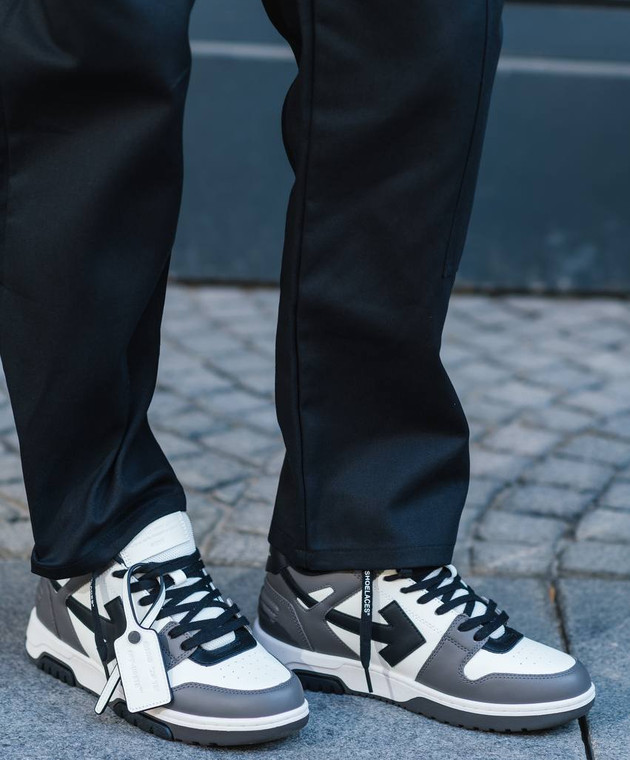 Off-White - Out Of Office gray leather sneakers