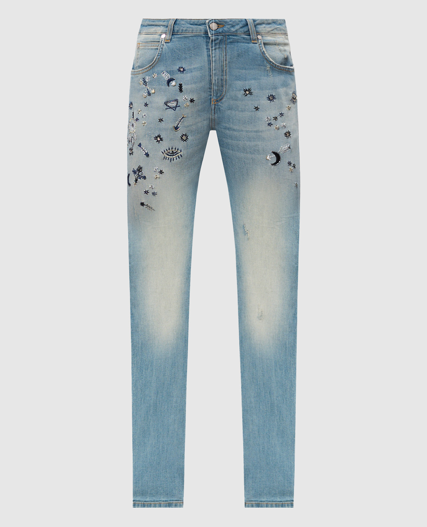 

Blue jeans with embroidery Ermanno, Light blue