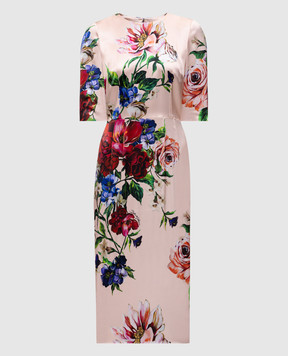 Dolce&Gabbana Beige floral print midi dress F6EAJTFSIB5