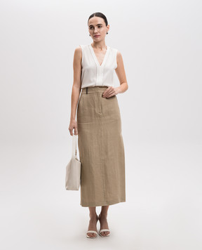 Peserico White silk top with monil chain S0852407325