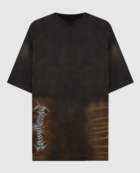 Juun.j Brown t-shirt with textured embroidery JC4242H01B