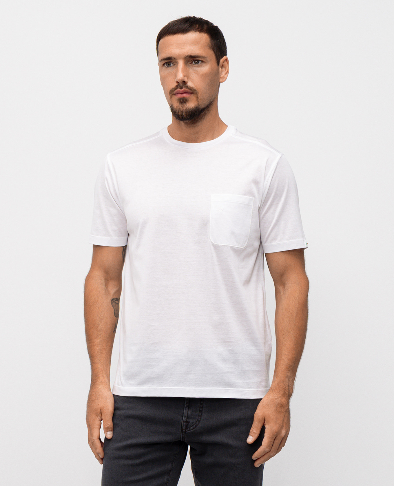 

White T-shirt with embroidered monogram logo Stefano Ricci