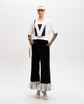 Valentino White t-shirt with CHEZ VALENTINO print 6B3MG24H95W