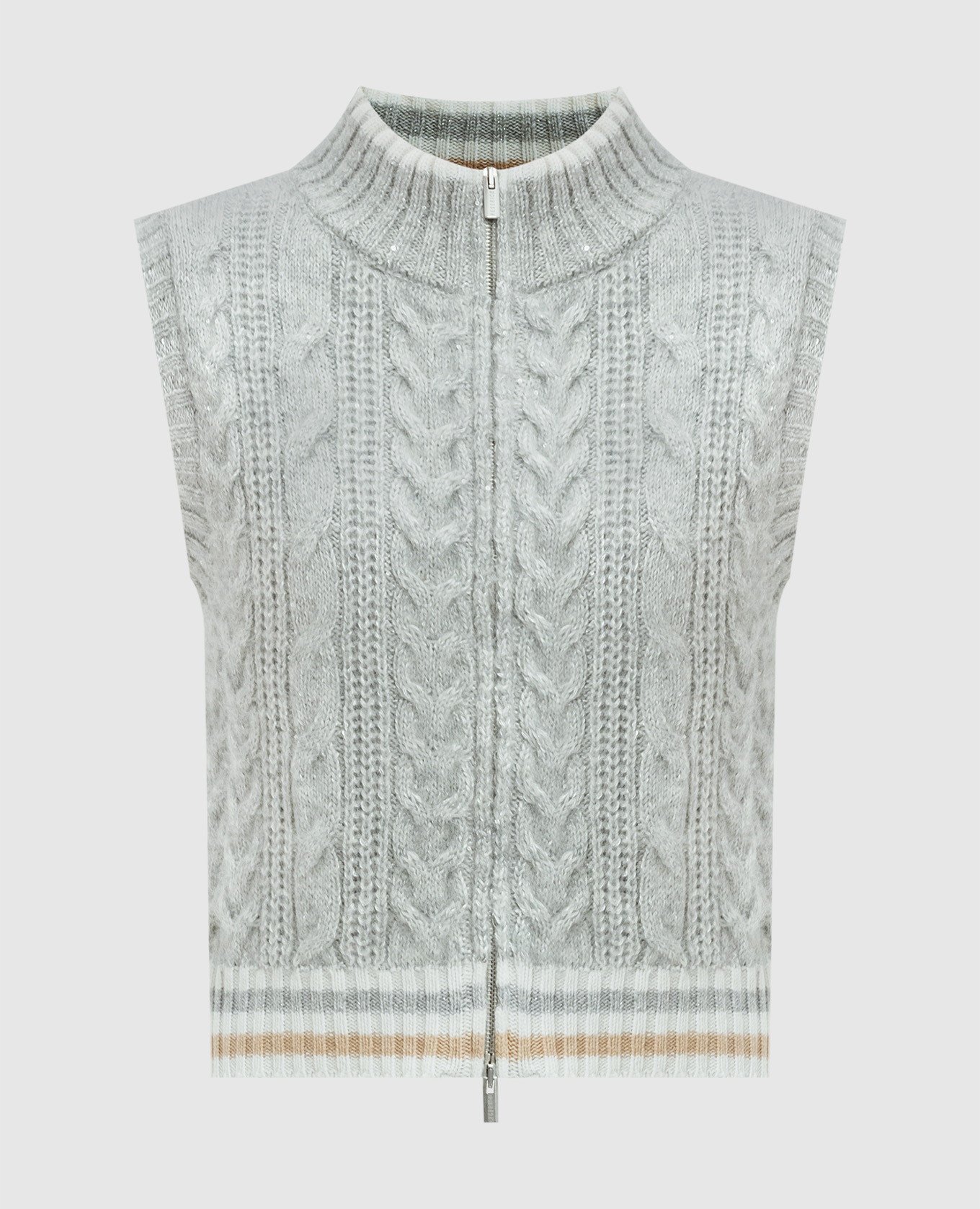 

Gray vest made of wool, silk and cashmere with a textured pattern with sequins Peserico, Grey