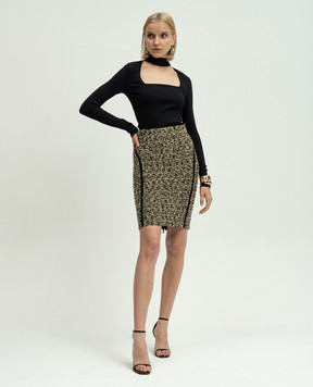 Balmain Golden tweed skirt with lurex BF0LC004KF16