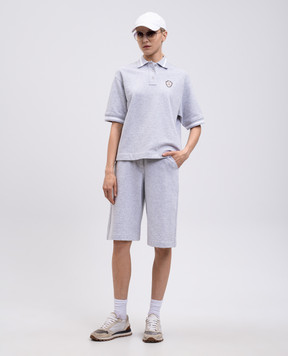 Brunello Cucinelli Grey melange polo with logo emblem MN05NVD315