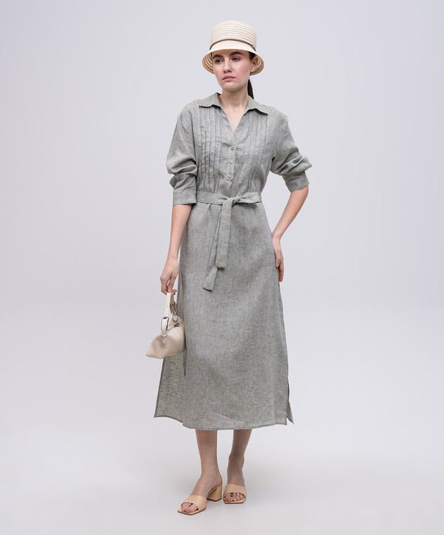 Peserico - Green linen shirt dress S02171A02600 - shop with European  delivery at Symbol