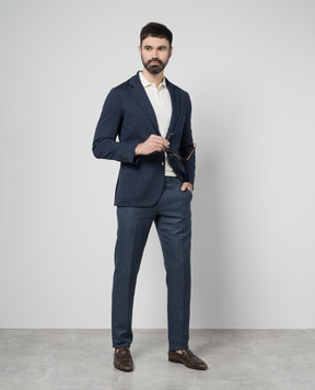 Enrico Mandelli Blue jacket with wool A8T5215324