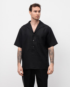Dolce&Gabbana Black linen shirt with short sleeves G5NE3TFU4JB
