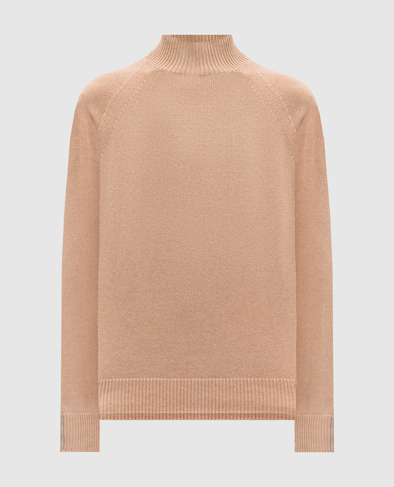 

Beige wool, silk and cashmere sweater with monil chain Peserico