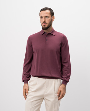 Brunello Cucinelli Burgundy wool and silk polo shirt M2400295