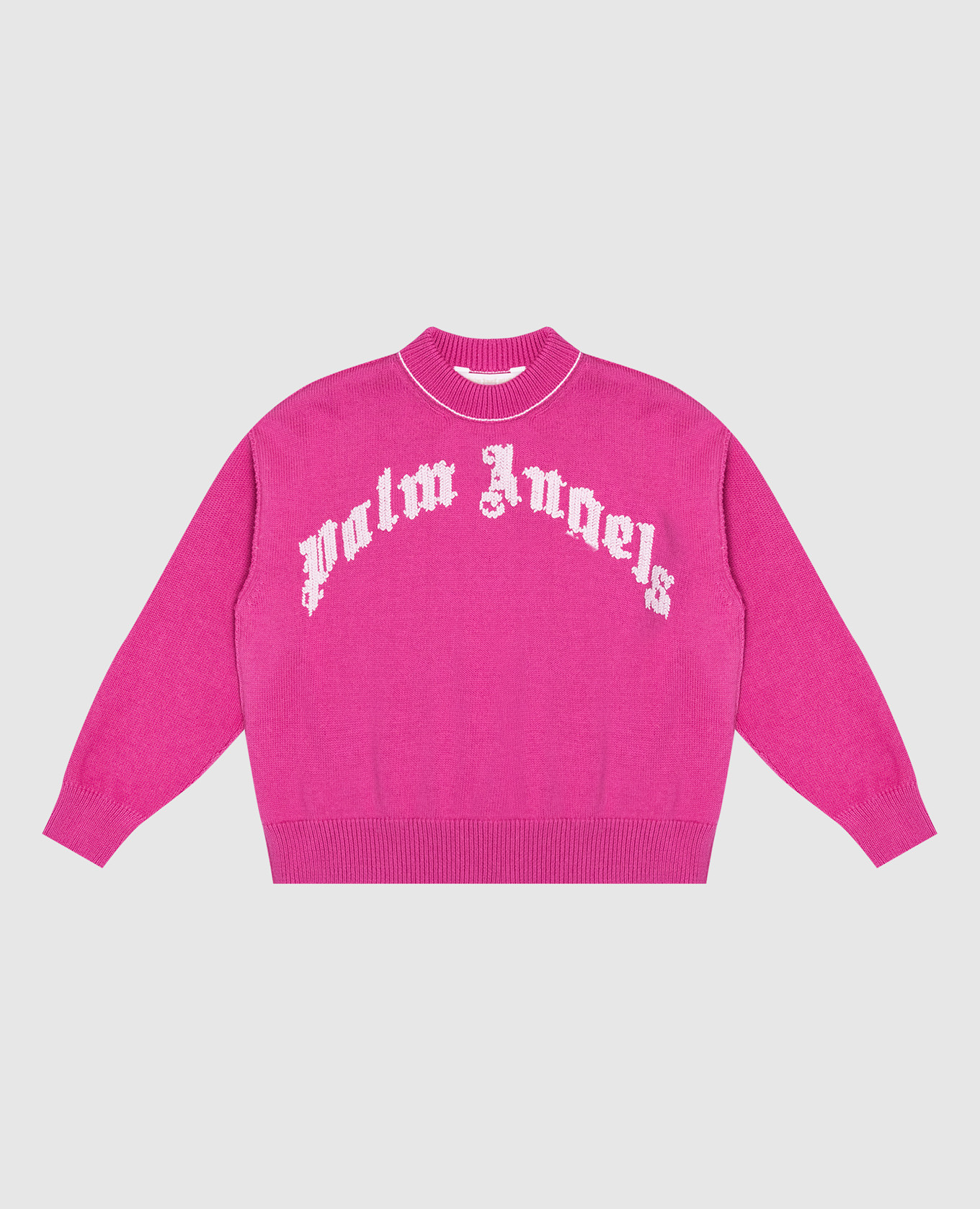 Baby pink wool sweater with logo palm angels