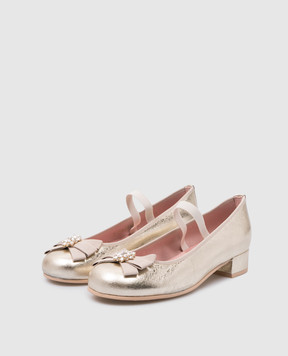 Pretty Ballerinas Emma children's golden leather shoes with crystals 51261