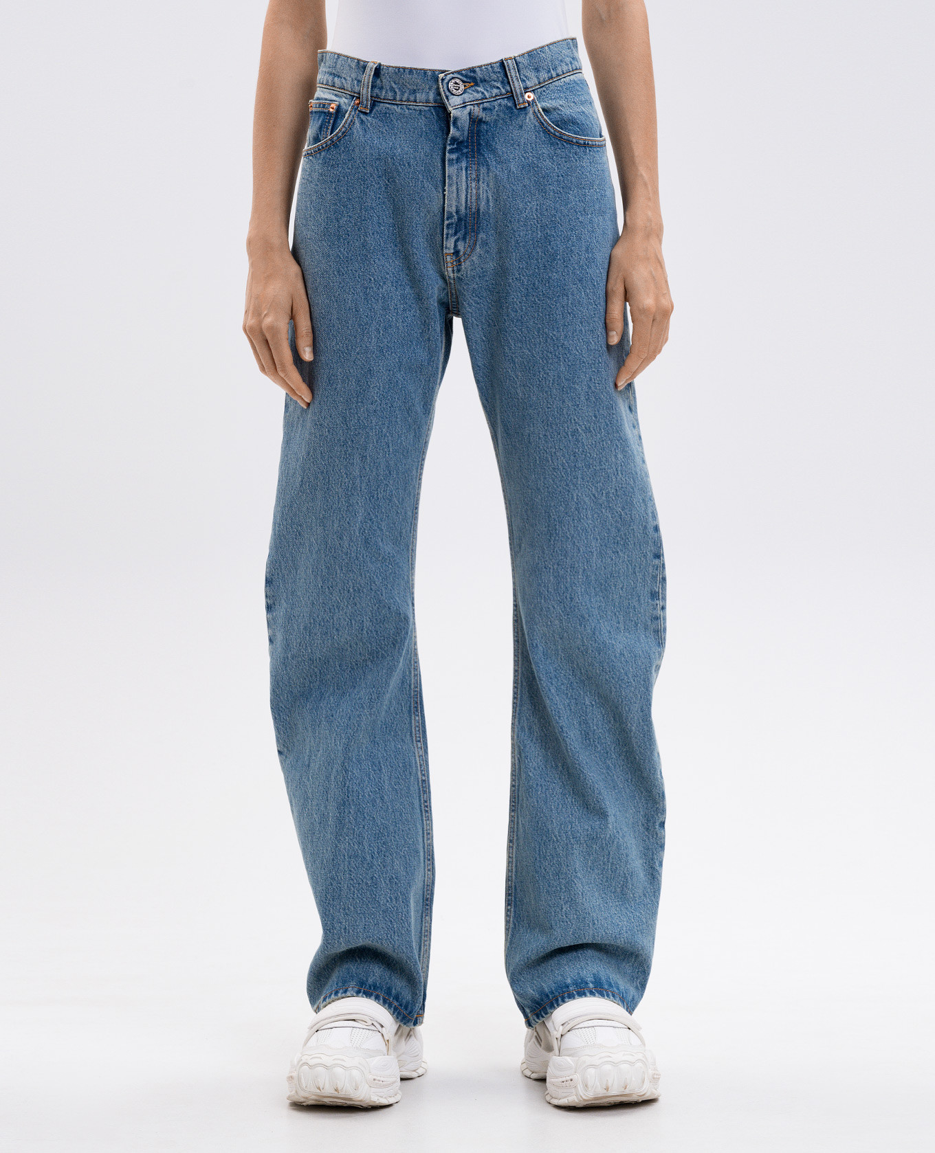 Blue jeans with logo patch Vetements 3