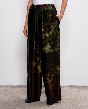 Masnada Brown pants with abstract print 7972