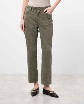 Simonetta Ravizza Diletta green leather pants S05PS31S1