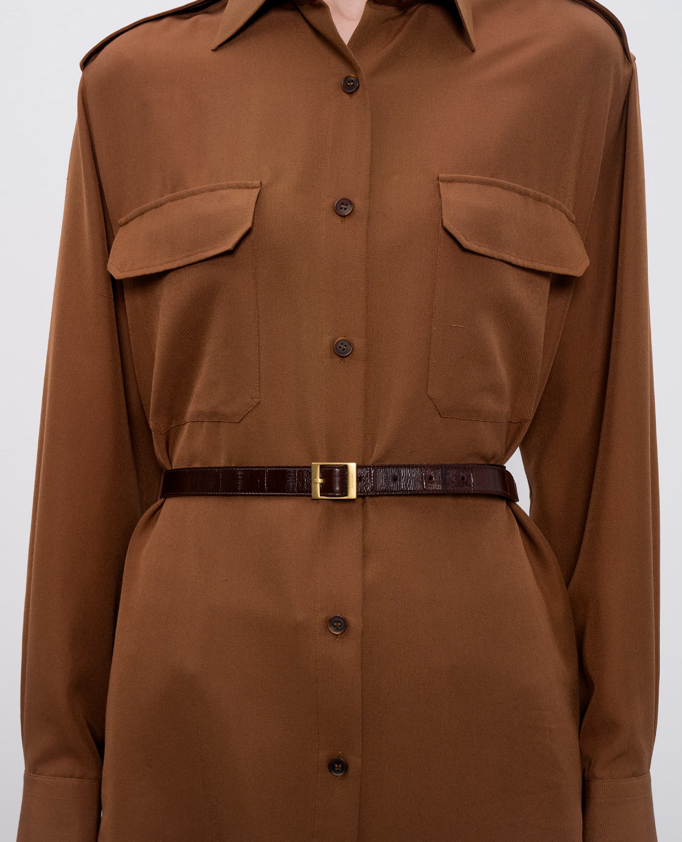 

Brown leather belt with logo engraving Saint Laurent